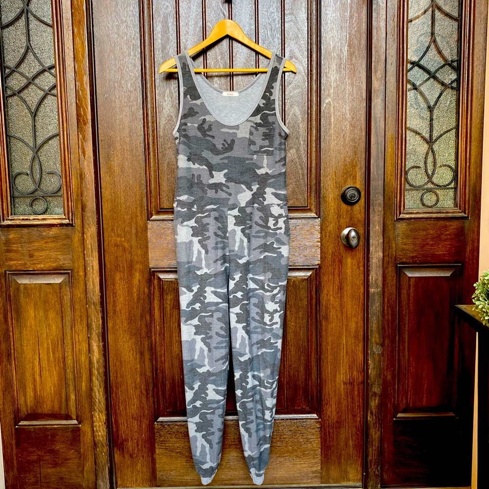 Camo jumpsuit.  Purchased from small boutique.